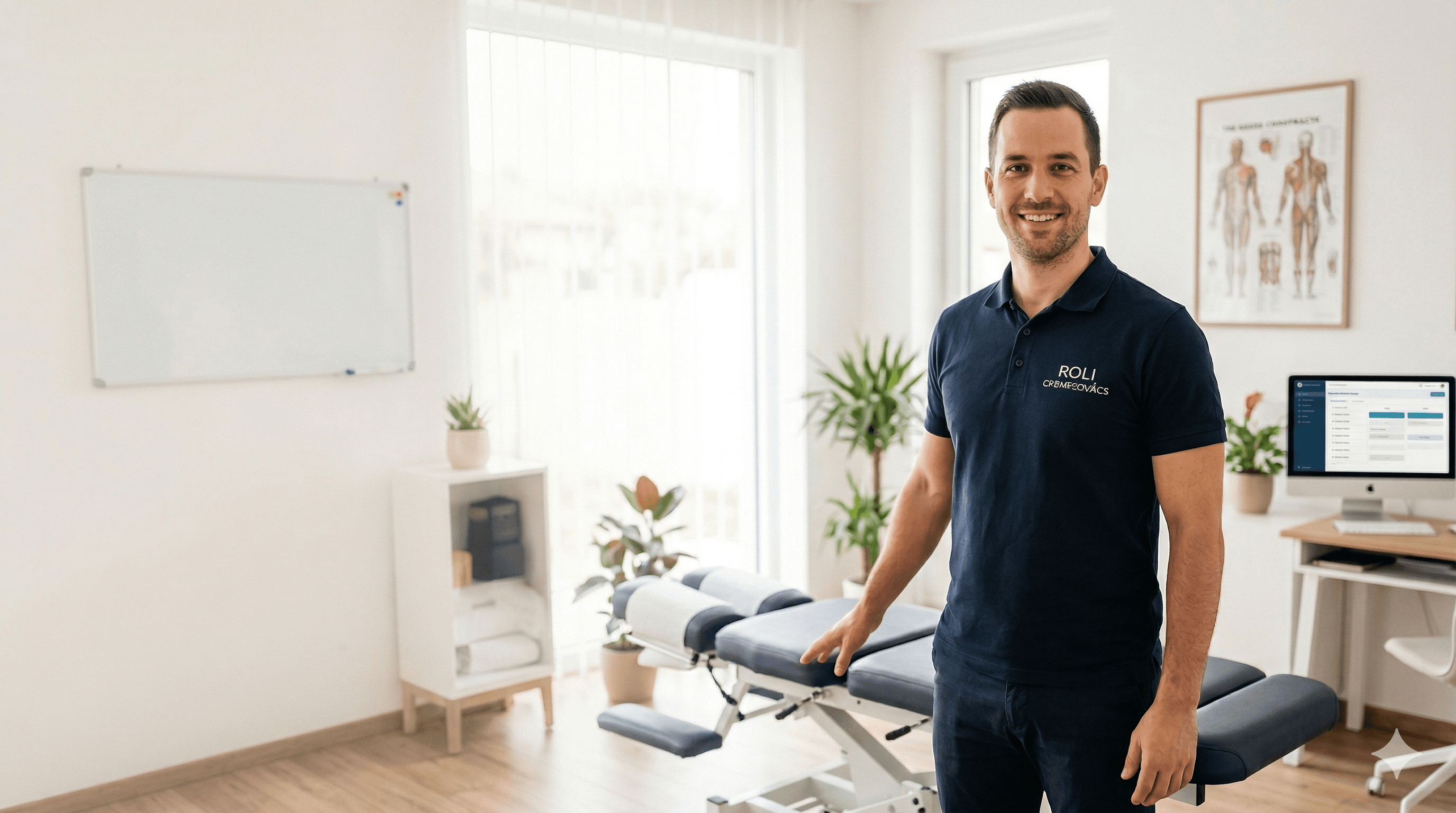 Roli csontkovács kezelés közben